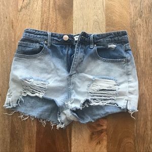 Forever 21 Bleach Ombre Distressed Denim Shorts